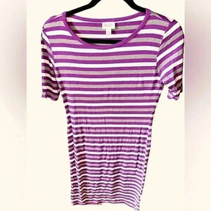 Lularoe Small grey,purple, & white stripe pencil‎ Julia dress. Stretchy.